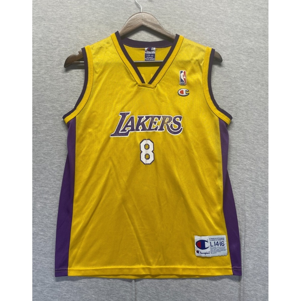 VTG Los Angeles Lakers‎ Jersey Youth L Yellow Kobe Bryant #8 Champion Basketball